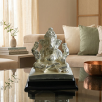 turned trunk Ganesha | 999 Pure Silver Coated Ganesha Statue