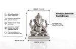 turned trunk Ganesha | 999 Pure Silver Coated Ganesha Statue - Image 3