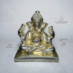 turned trunk Ganesha | 999 Pure Silver Coated Ganesha Statue - Image 4