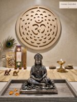 Silfig 999 Pure Silver-Coated Meditating Hanuman Idol | Premium Spiritual Home Decor & Vastu Artifact