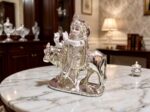 Luxury Silver Krishna with Kamadhenu Cow Idol – Elegant Marble Table Decor, Handcrafted Laddu Gopal Statue for Home Mandir, Spiritual - Image 2