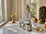 Silver Coated Meditating Shiva Statue - Lord Shiva Idol for Home Temple Mandir, Vastu Shastra Decor, Luxury Spiritual Figurine Gift, 26 cm