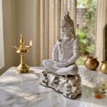 Silver Coated Meditating Shiva Statue - Lord Shiva Idol for Home Temple Mandir, Vastu Shastra Decor, Luxury Spiritual Figurine Gift, 26 cm